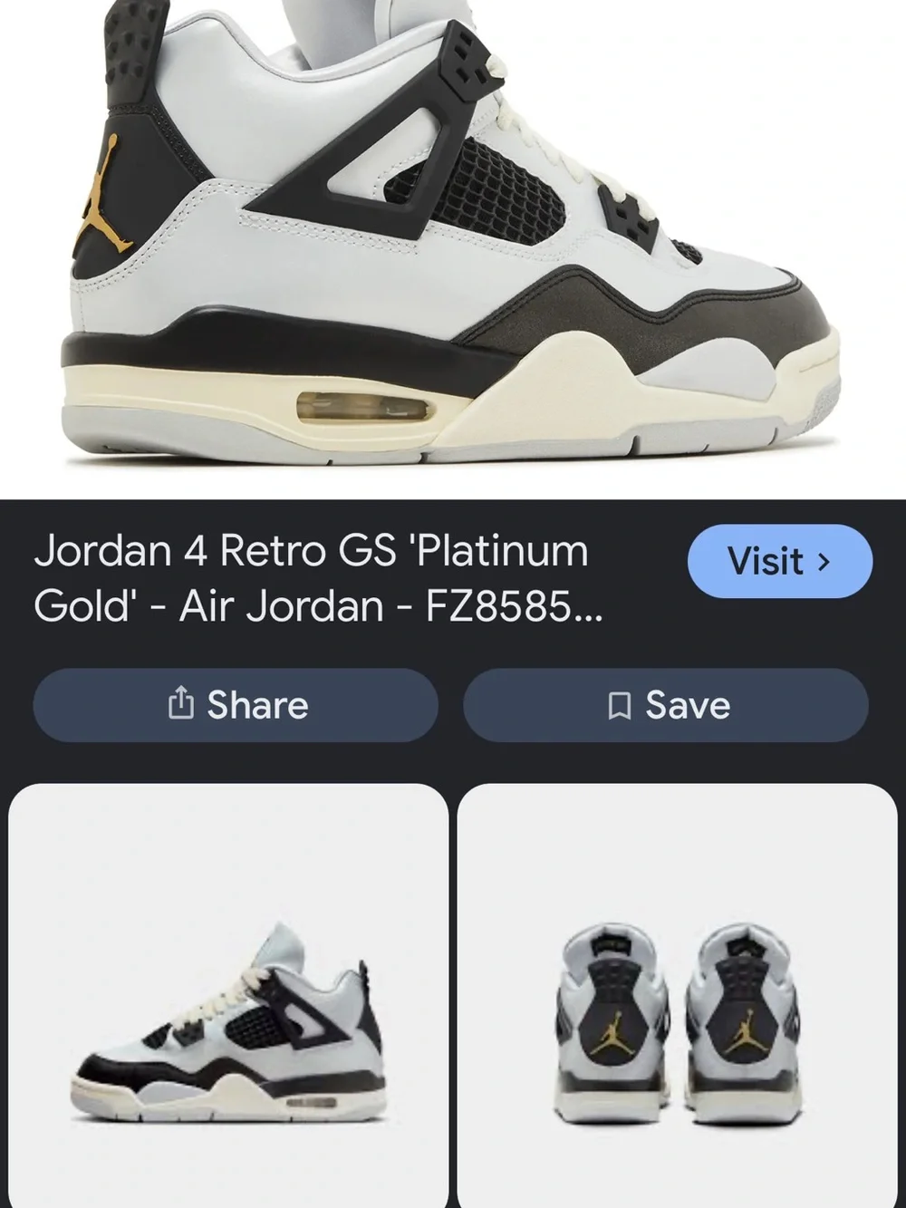 Jordan Retro Sneakers in White, Black & Gold Accents